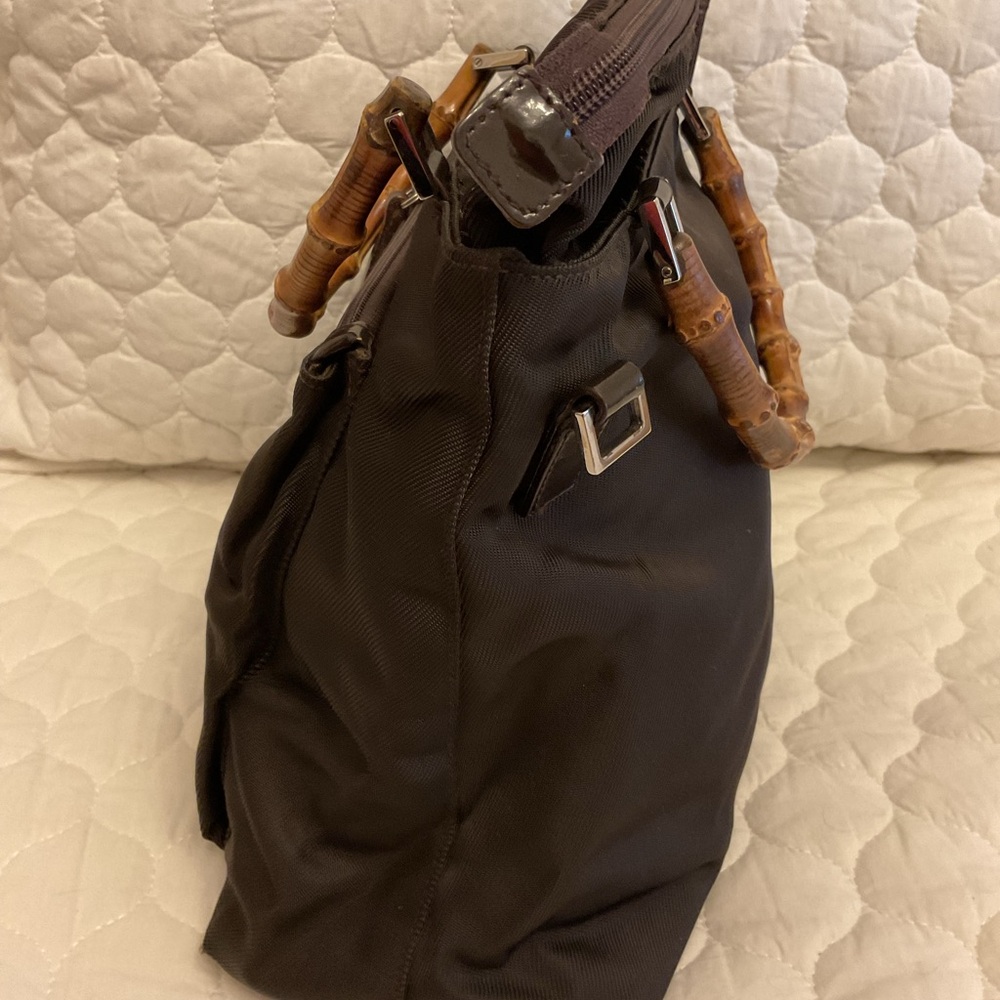 GUCCI Brown/Black Canvas Bamboo Double Handle - Picture 7 of 14